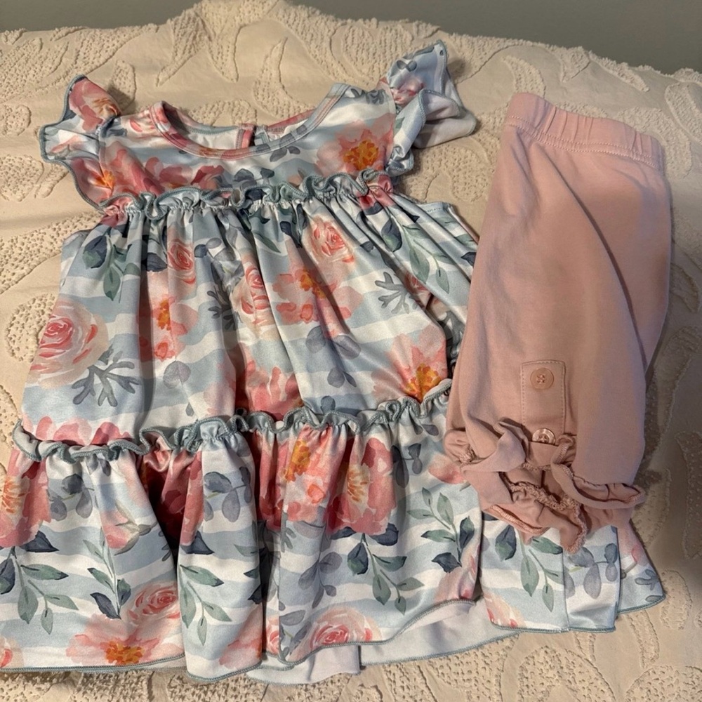Floral Kids Matching Set - Pink and Blue